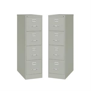 home square 4 drawer vertical wood filing cabinet set in light gray (set of 2)