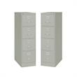 Home Square 4 Drawer Vertical Wood Filing Cabinet Set in Light Gray (Set of 2)