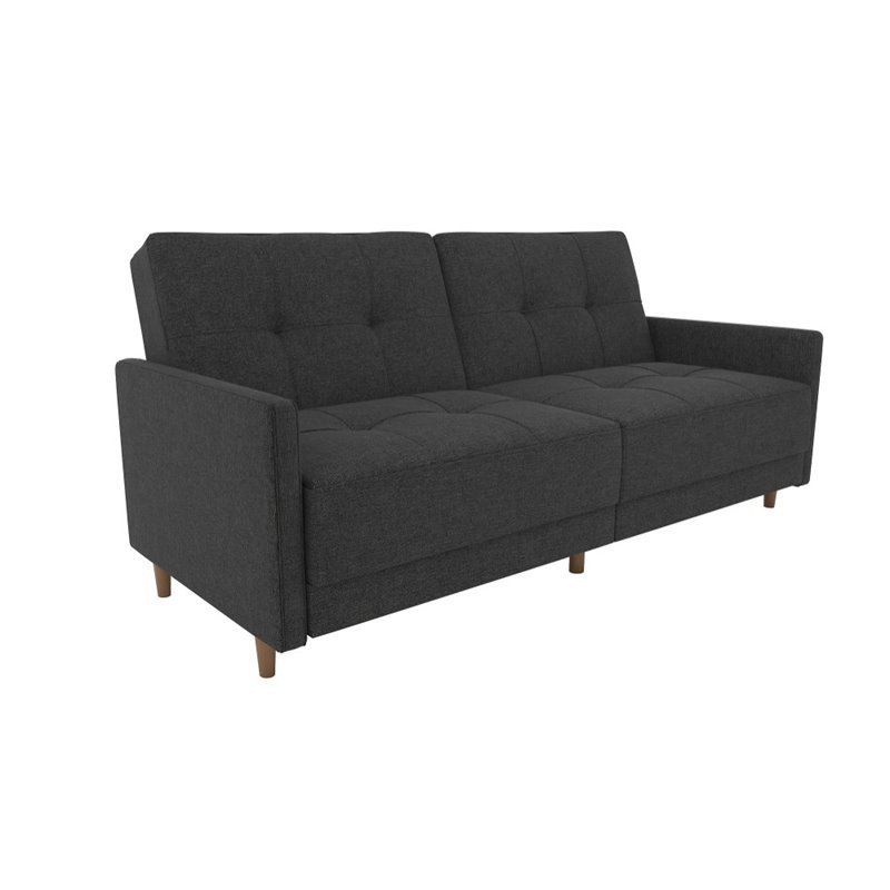 Home Square 2 Piece Coil Linen Convertible Sleeper Sofa Set in Gray