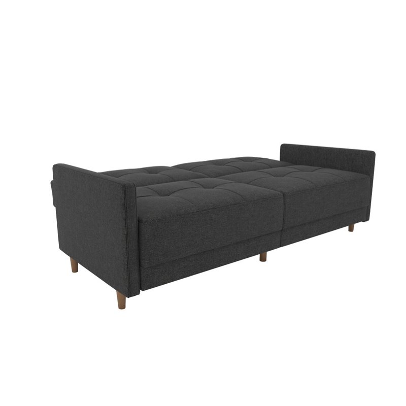 Home Square 2 Piece Coil Linen Convertible Sleeper Sofa Set in Gray