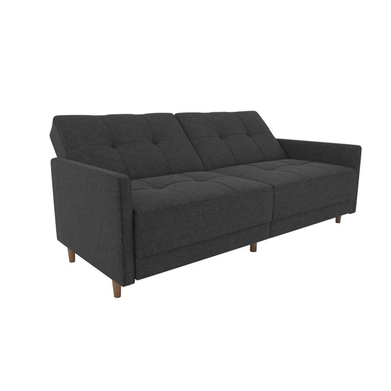 Home Square 2 Piece Coil Linen Convertible Sleeper Sofa Set in Gray