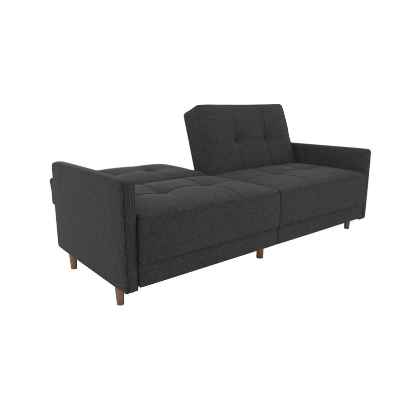 Home Square 2 Piece Coil Linen Convertible Sleeper Sofa Set in Gray