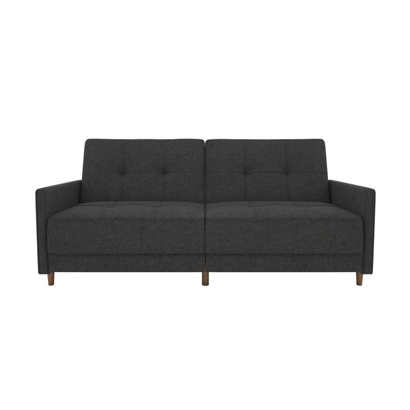Home Square 2 Piece Coil Linen Convertible Sleeper Sofa Set in Gray