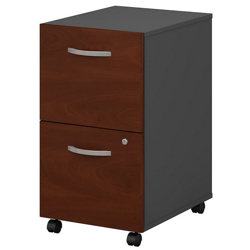 Home Square 2 Drawer Mobile Wood Filing Cabinet Set in Hansen Cherry (Set of 2)