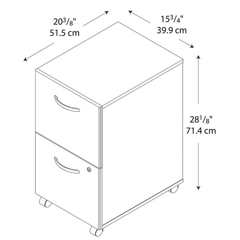 Home Square 2 Drawer Mobile Wood Filing Cabinet Set in Hansen Cherry (Set of 2)