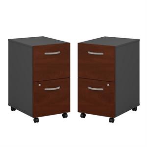 home square 2 drawer mobile wood filing cabinet set in hansen cherry (set of 2)
