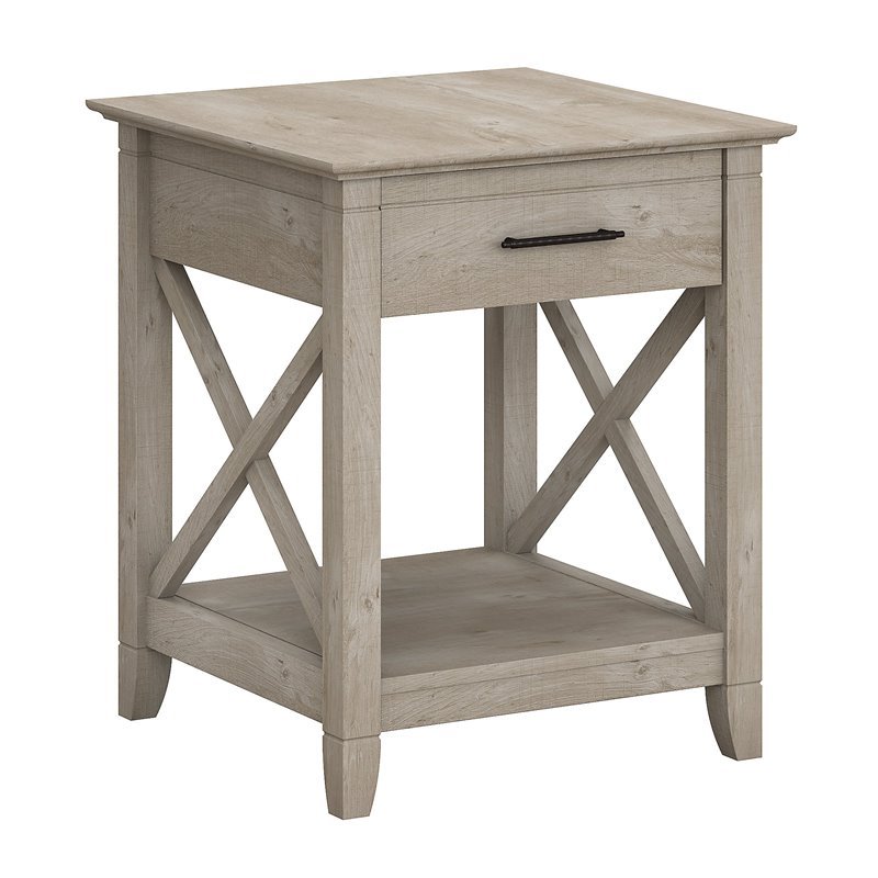 Home Square 2 Piece Wood End Table Set with Storage in Washed Gray