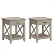 Home Square 2 Piece Wood End Table Set with Storage in Washed Gray
