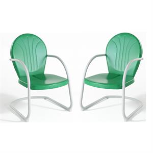 Home Square 2 Piece Metal Patio Chair Set in Grasshopper Green
