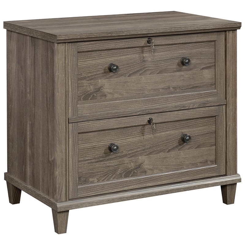 Home Square 2 Piece Contemporary Wood Lateral Filing Cabinet Set in Emery Oak
