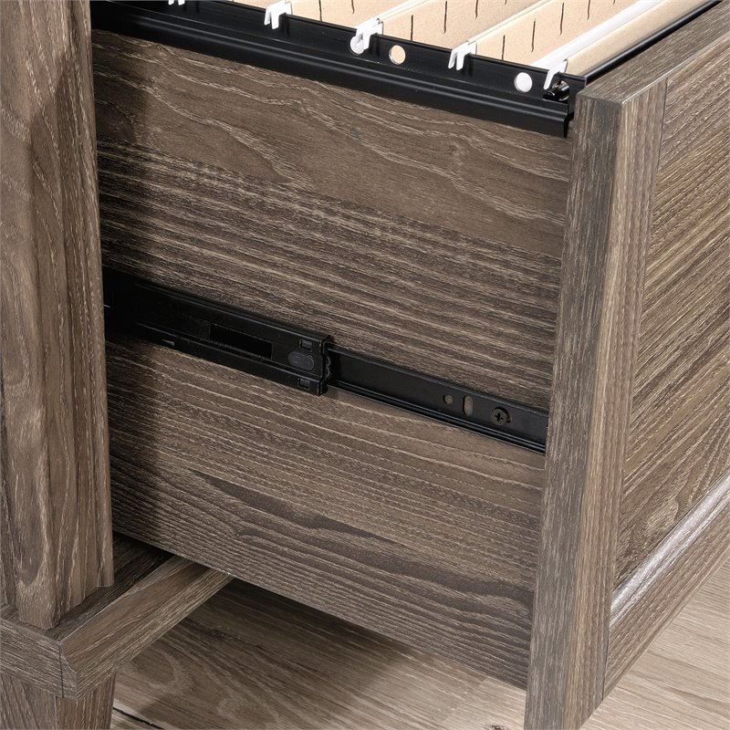 Home Square 2 Piece Contemporary Wood Lateral Filing Cabinet Set in Emery Oak