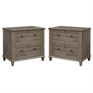 Home Square 2 Piece Contemporary Wood Lateral Filing Cabinet Set in Emery Oak
