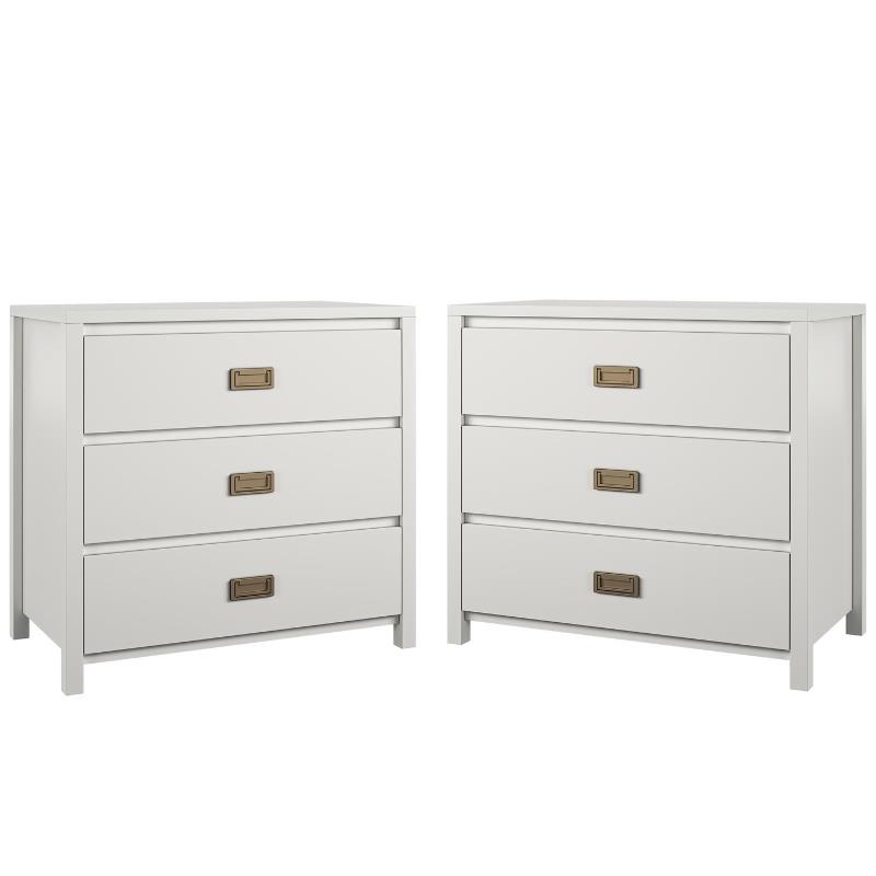 Home Square Kids Bedroom Set with Two 3 Drawer White Kids Dresser ( Set of 2 )
