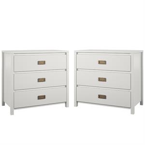home square kids bedroom set with two 3 drawer white kids dresser ( set of 2 )