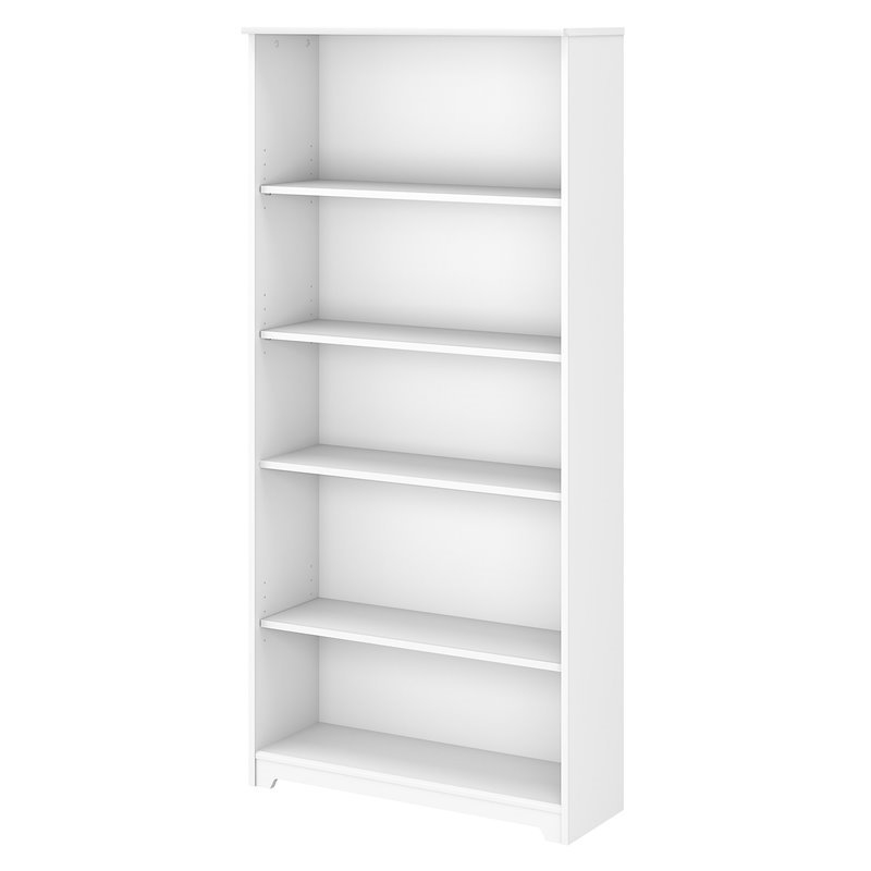 Home Square 2 Piece Traditional Cabot 5-shelf Wood Bookcase Set in White