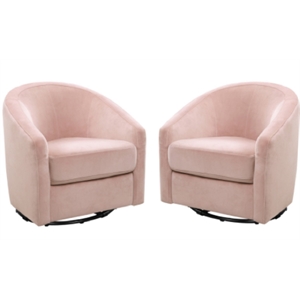 home square 2 piece swivel upholstered velvet glider set in blush pink