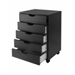 Home Square 2 Piece Mobile Wood Storage Cabinet Set with 5 Drawers in Black