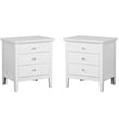 Home Square 2 Piece Solid Wood Nightstand Set with 3 Drawers in White