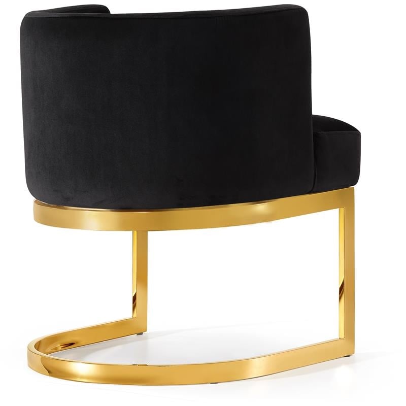 Home Square 2 Piece Velvet Dining Chair Set with Gold Metal Base in Black