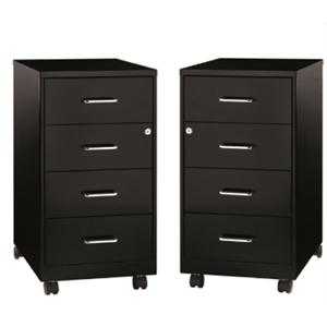 home square 2 piece mobile metal storage cabinet set with 4 drawer in black