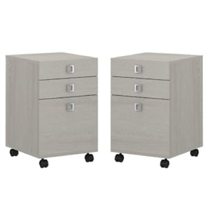 Home Square 2 Piece Mobile Wood Filing Cabinet Set with 3 Drawer in Gray Sand