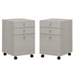 Home Square 2 Piece Mobile Wood Filing Cabinet Set with 3 Drawer in Gray Sand