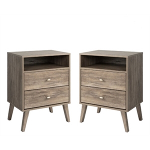 home square 2 piece wood nightstand set with 2 drawer