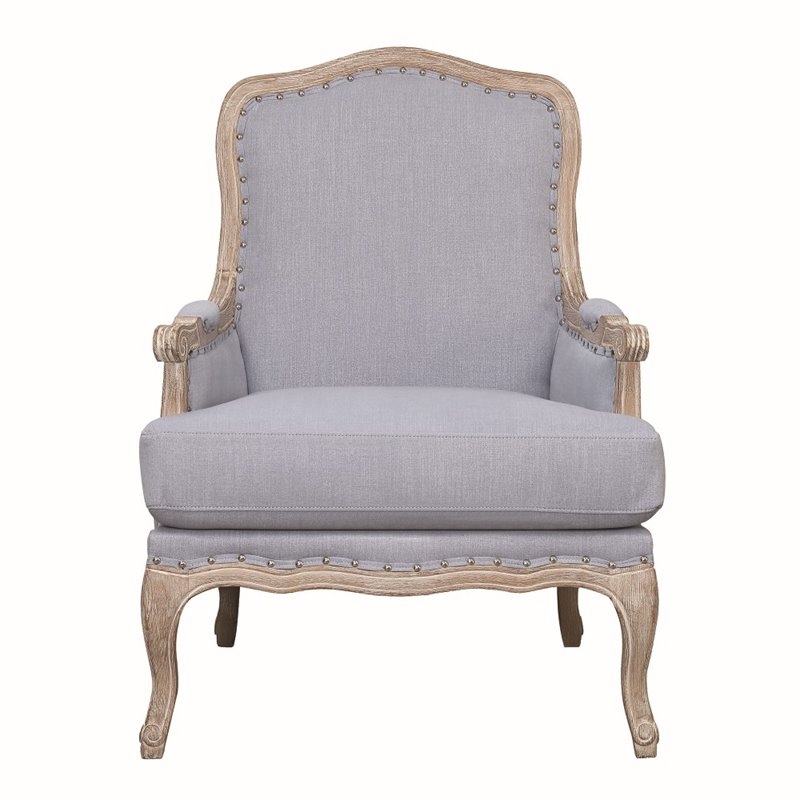 Home Square 2 Piece Regal Upholstered Fabric Accent Chair Set in Light Blue
