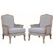Home Square 2 Piece Regal Upholstered Fabric Accent Chair Set in Light Blue