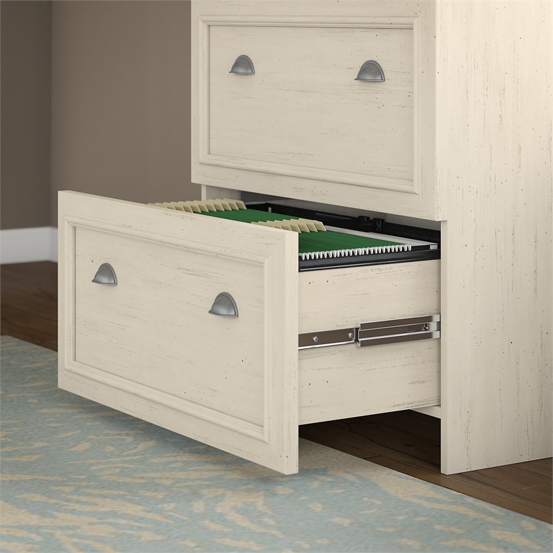 Home Square 2 Piece Wood Filing Cabinet Set with 2 Drawer in Antique White