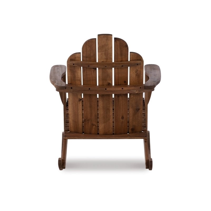 Home Square 2 Piece Wood Outdoor Rocker Chair Set in Acorn Brown