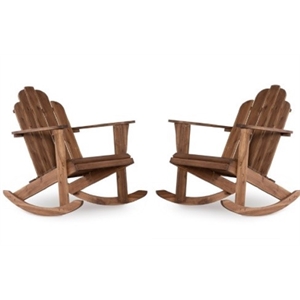 home square 2 piece wood outdoor rocker chair set in acorn brown