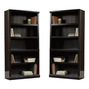 home square 2 piece wood bookcase set with 5 shelf in estate black