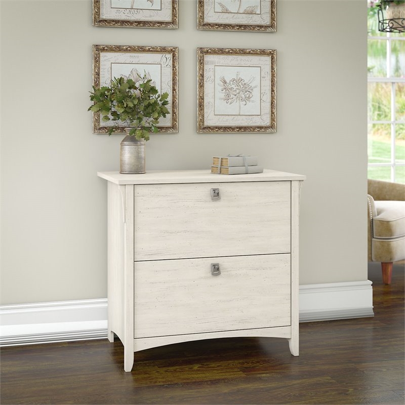 Home Square 2 Piece Wood Filing Cabinet Set with 2 Drawer in Antique White