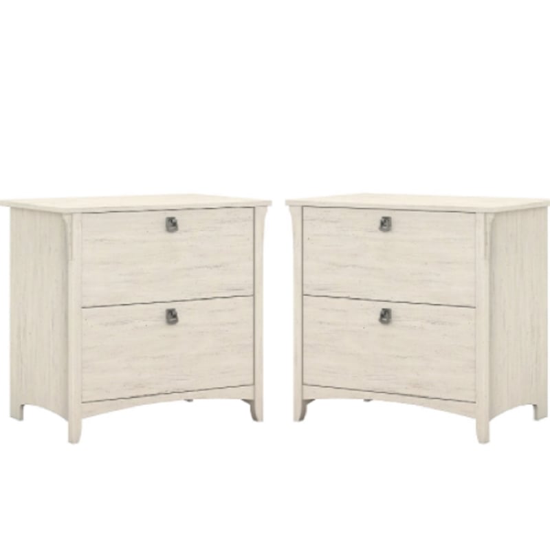 Home Square 2 Piece Wood Filing Cabinet Set with 2 Drawer in Antique White
