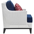 Home Square 2 Piece Outdoor Mesh Chair Set with Cushions White and Navy