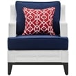 Home Square 2 Piece Outdoor Mesh Chair Set with Cushions White and Navy
