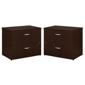 Home Square 2 Piece Wood Filing Cabinet Set with 2 Drawer in Mocha Cherry