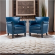 Home Square 2 Piece Faux Leather Club Accent Chair Set in Navy Blue