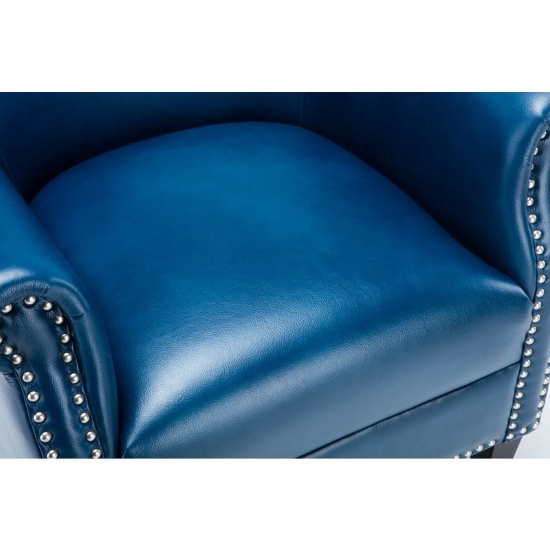 Home Square 2 Piece Faux Leather Club Accent Chair Set in Navy Blue