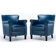 Home Square 2 Piece Faux Leather Club Accent Chair Set in Navy Blue