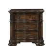 Home Square 2 Piece Solid Wood Nightstand Set with 3 Drawer in Brown Cherry