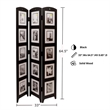 Home Square 2 Piece Wood Room Divider Set with Photo 3 Panel in Black