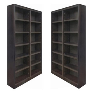 home square 2 piece traditional double wide wood bookcase set in espresso