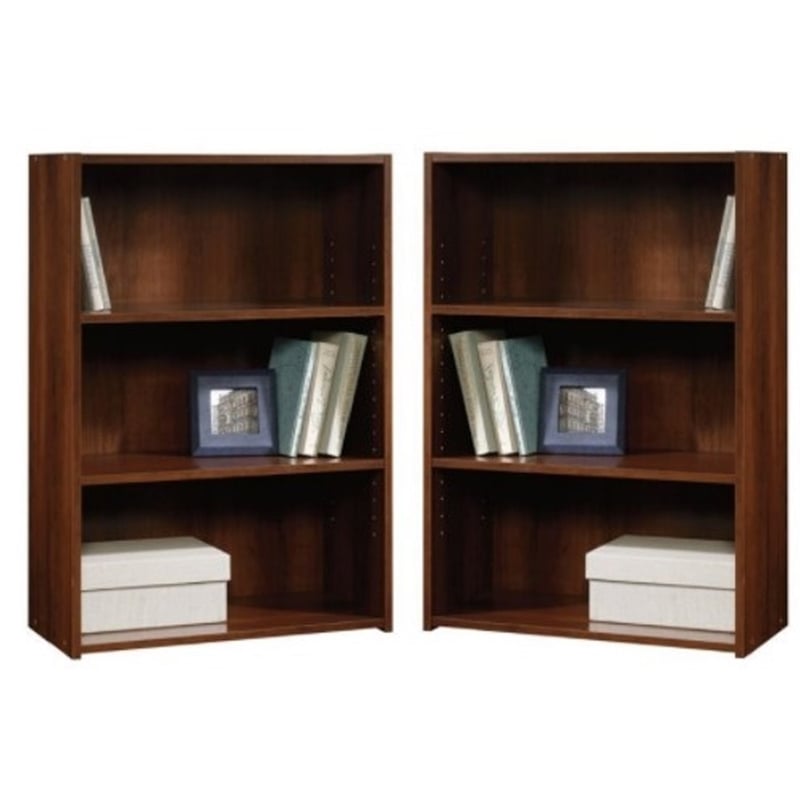 Home Square 2 Piece Modern Engineered Wood Bookcase Set in Brook Cherry