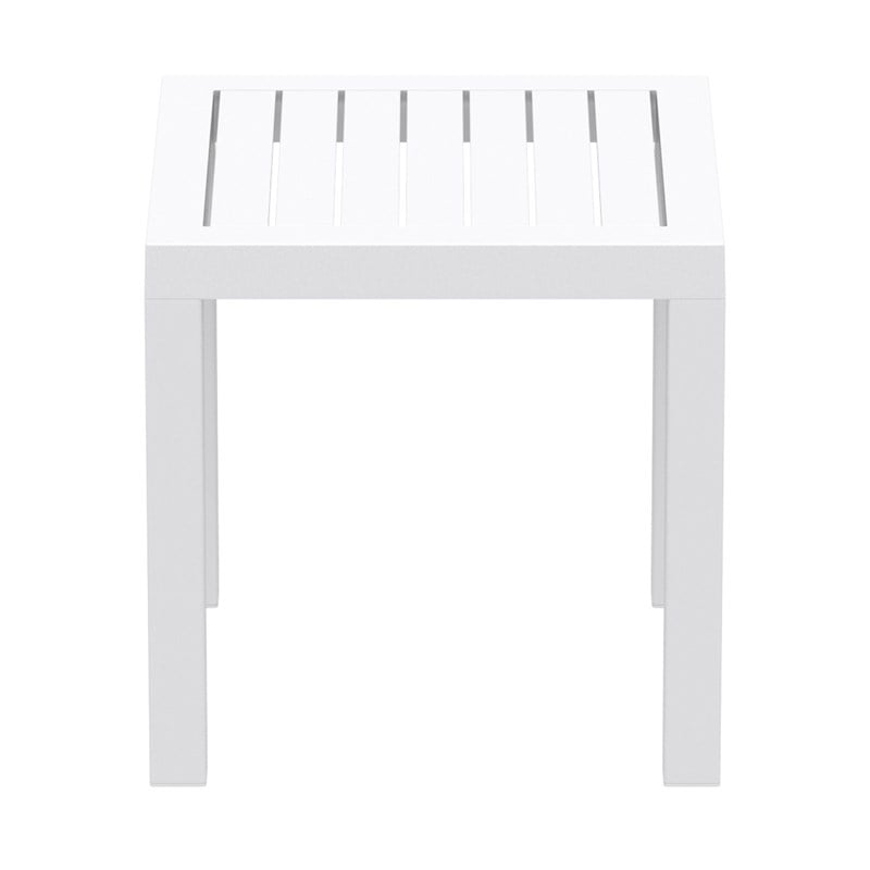 Home Square 2 Piece Square Resin Patio Side Table Set in White