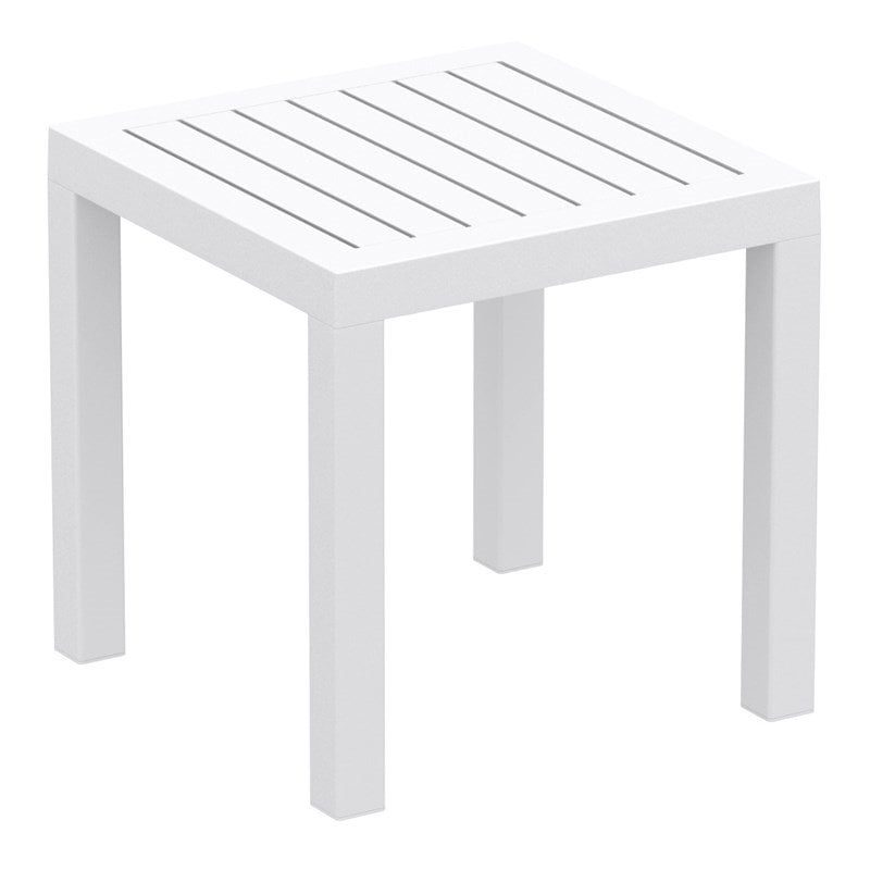 Home Square 2 Piece Square Resin Patio Side Table Set in White