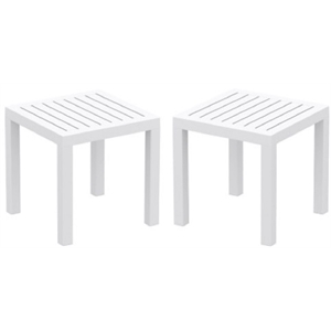 home square 2 piece square resin patio side table set in white