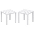 Home Square 2 Piece Square Resin Patio Side Table Set in White