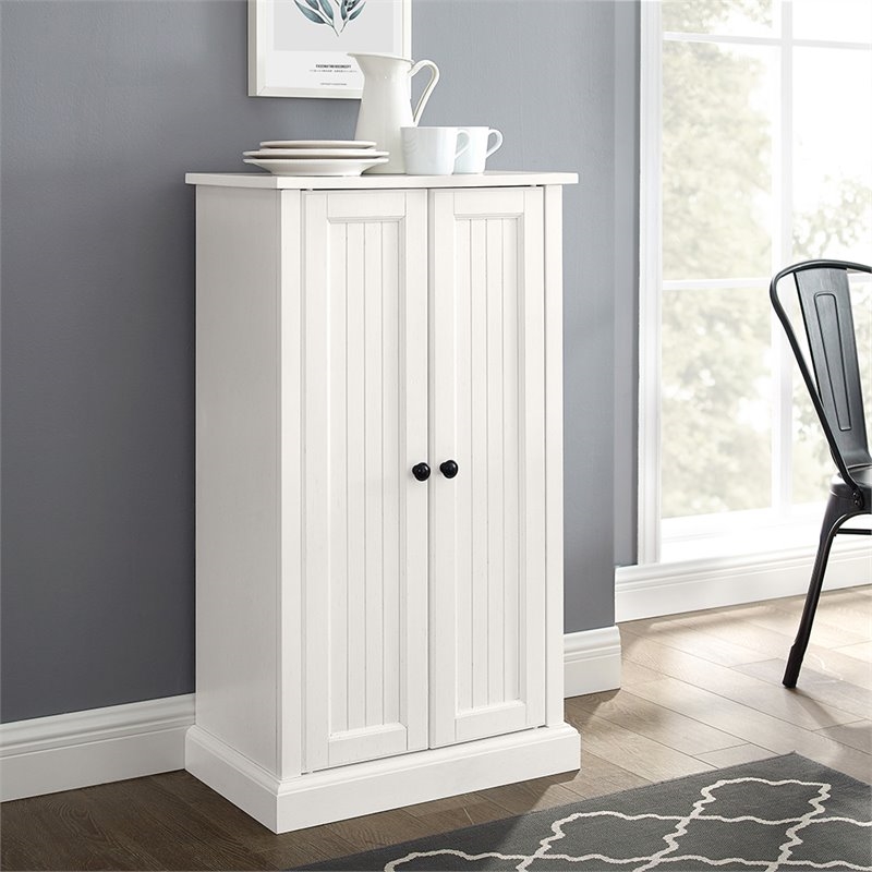 Home Square 2 Piece Wood Accent Cabinet Set with 2 Door in Distressed White